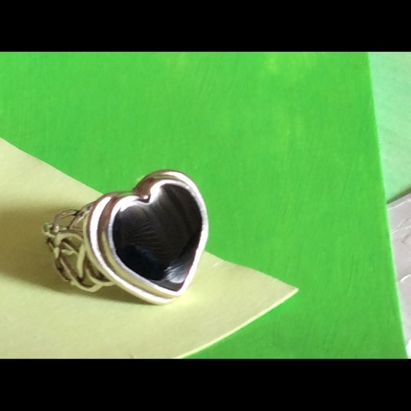 Angelica Onyx Sterling Silver 925 Heart Ring 6.5 - Picture 2 of 3